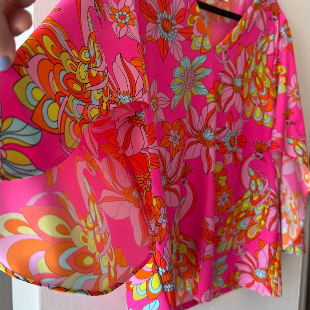Jude Connally Hot Pink Floral & Peacock Print Tunic - Picture 4 of 8